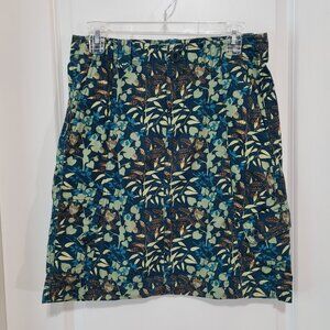 Eddie Bauer Blue Green Cotton Skirt, Floral Botanical Print, 4